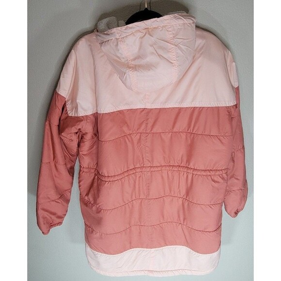 Columbia Women’s L Pink Colorblock Sherpa Lined Hooded Puffer Jacket - Picture 2 of 12